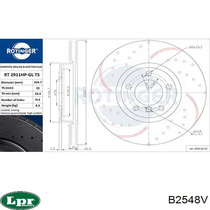 Купить B2548V LPR Ротор тормозной