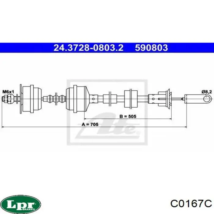 Трос сцепления LPR C0167C цена, от 7.39 USD