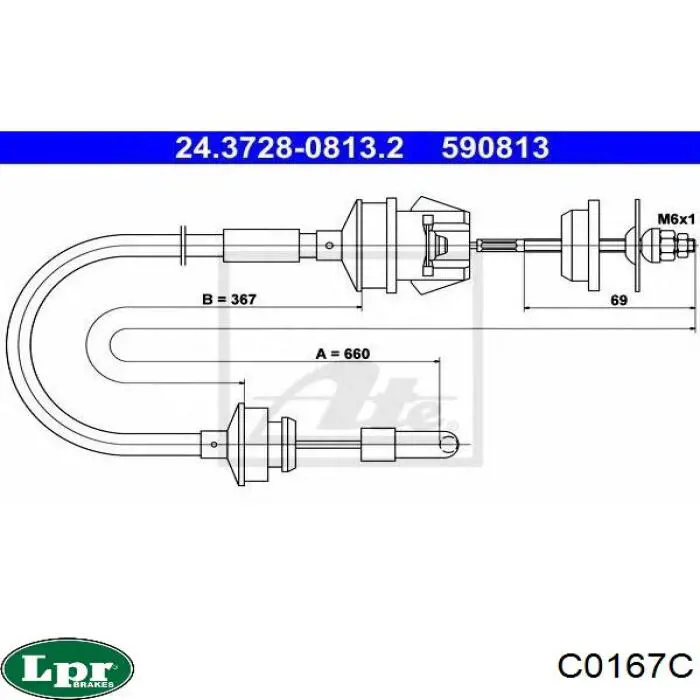 Купить C0167C LPR Трос сцепления