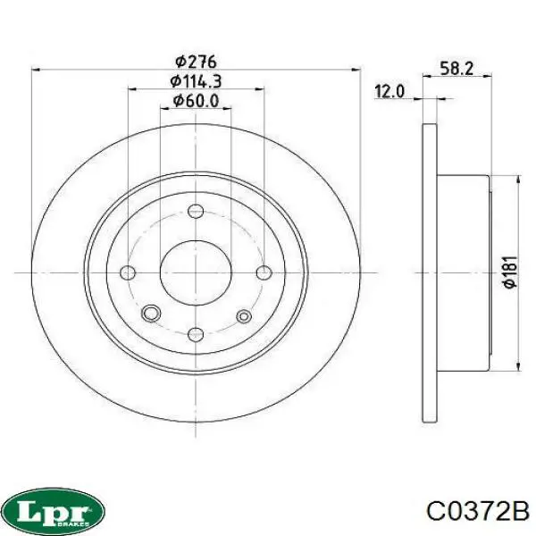 Cable de freno de mano trasero derecho C0372B LPR