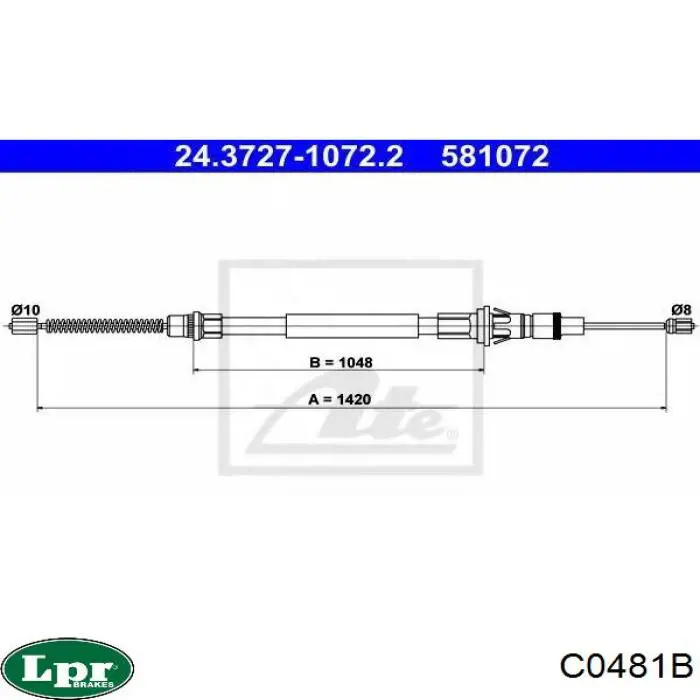 C0481B LPR cabo do freio de estacionamento traseiro esquerdo