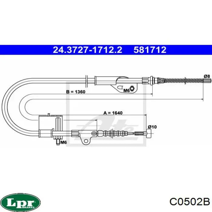 300147 Linex Трос ручного тормоза задний, правый