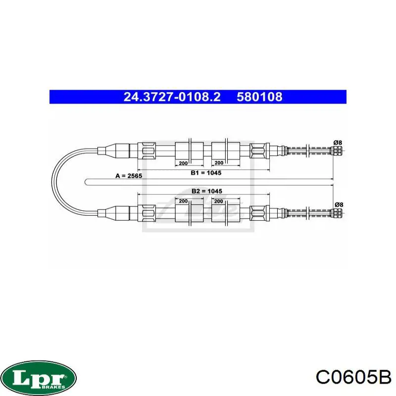 Задний трос ручника LPR C0605B цена, от 9.55 USD