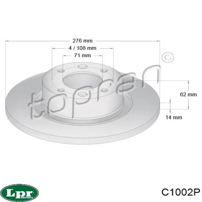 Купить C1002P LPR Диск тормозной задний