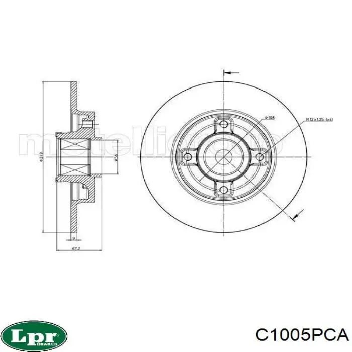 Задний дисковый тормоз LPR C1005PCA
