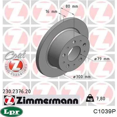 Задний тормозной диск LPR C1039P цена, от 44.51 USD