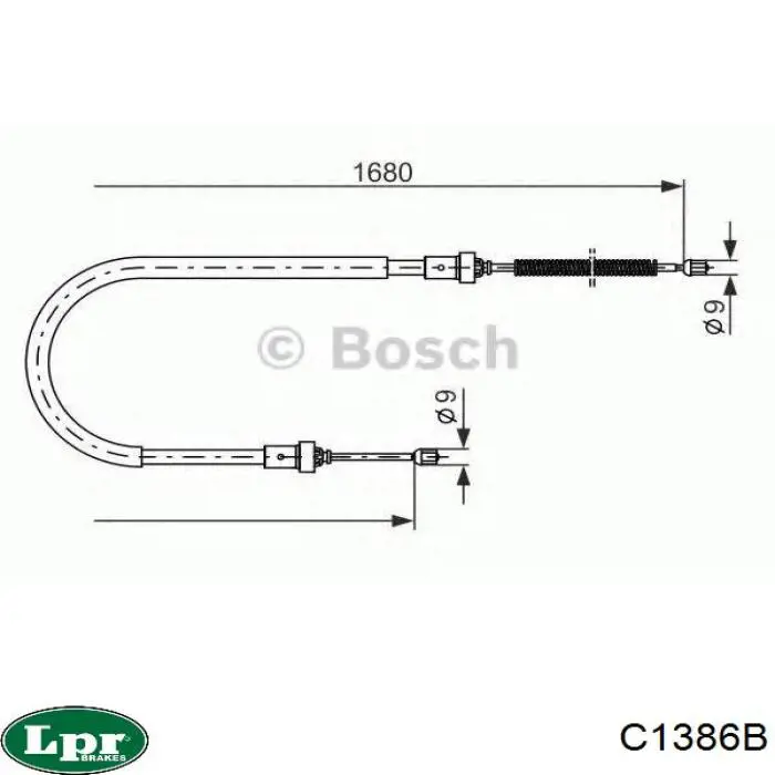 Задний трос ручника C1386B LPR