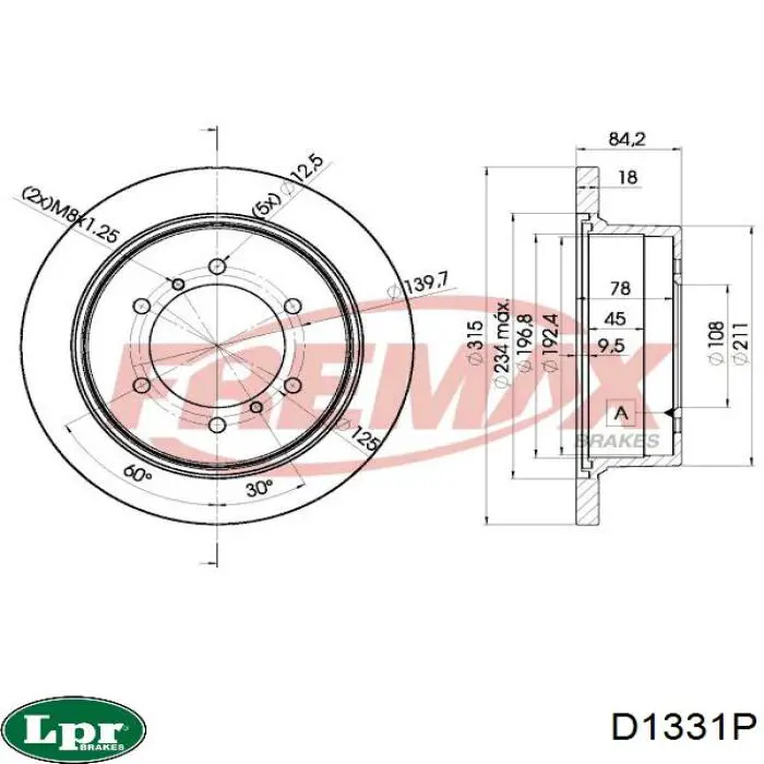 Купить D1331P LPR Диск тормозной задний