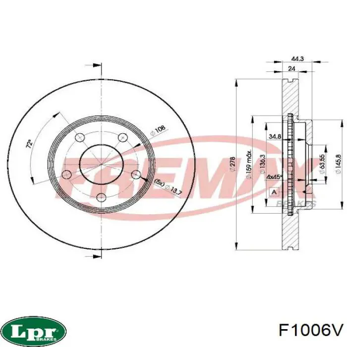 Передние тормозные диски F1006V LPR