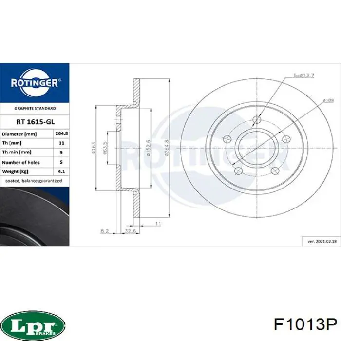Тормозные диски F1013P LPR