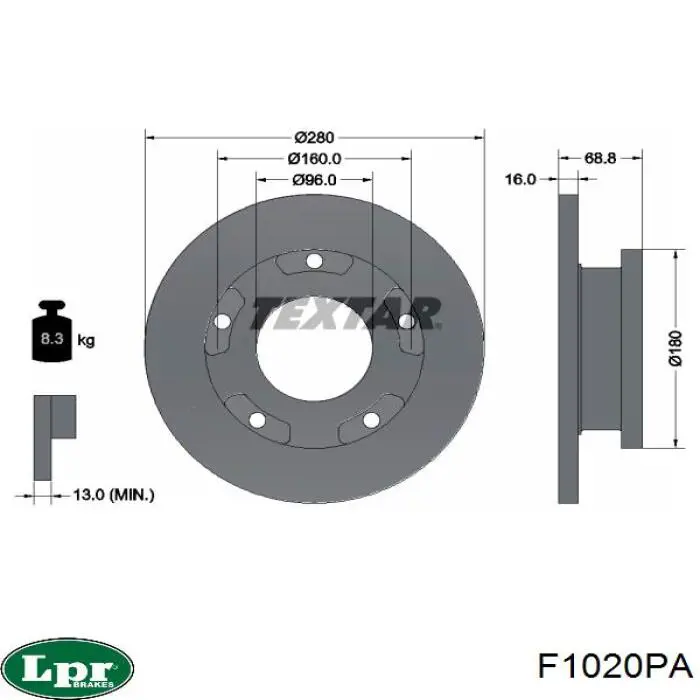 Купить F1020PA LPR Диск тормозной задний