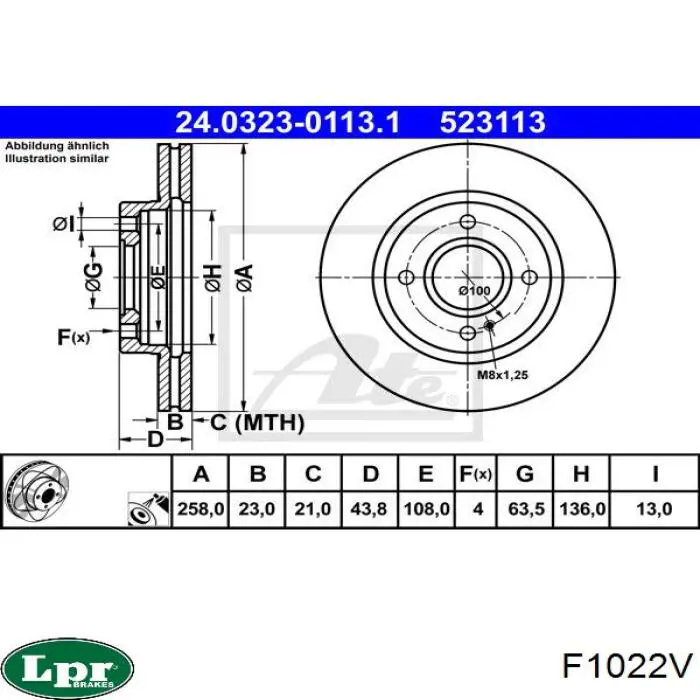 Передние тормозные диски F1022V LPR