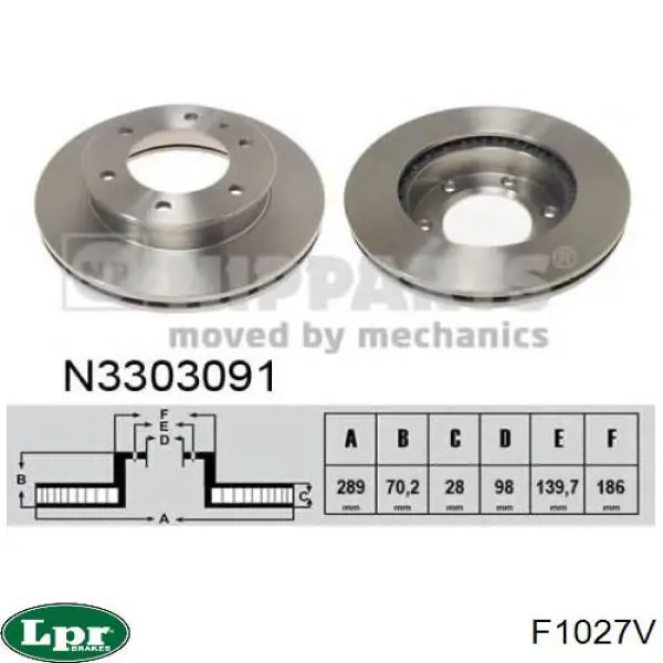 Передний тормозной диск LPR F1027V