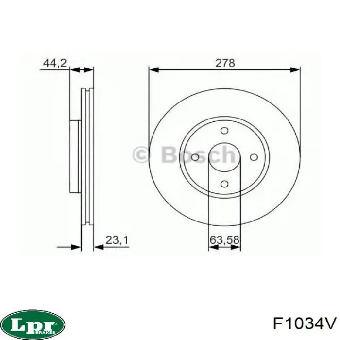 Передний тормозной диск LPR F1034V