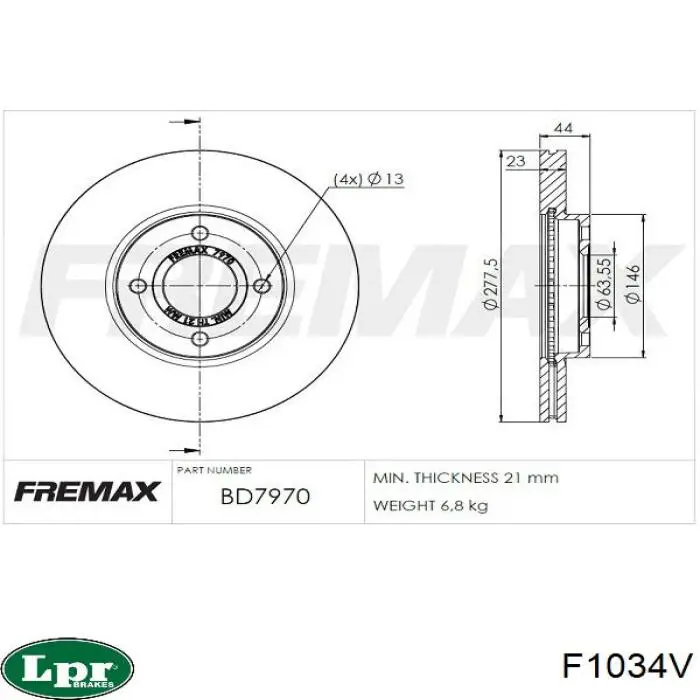 Купить F1034V LPR Ротор тормозной