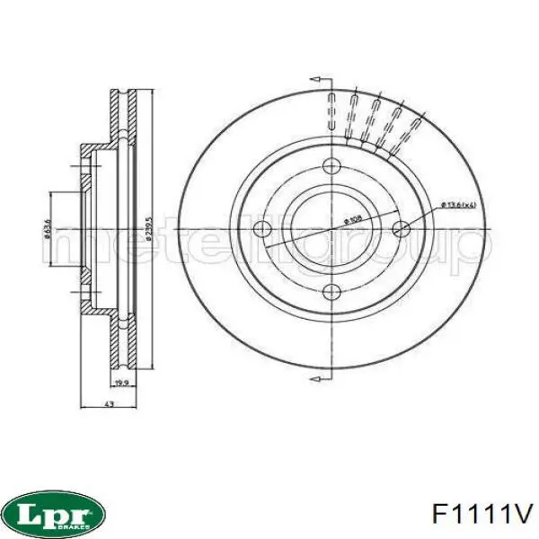 Тормоз дисковый передний LPR F1111V цена, от 20.31 USD