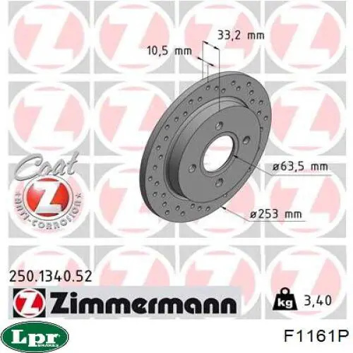 Тормозные диски F1161P LPR