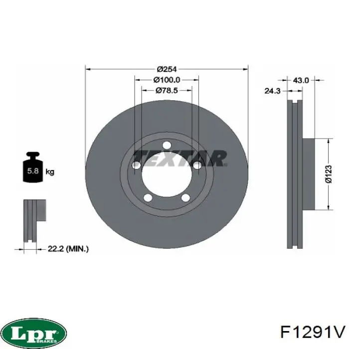 Тормоз дисковый передний LPR F1291V цена, от 27.87 USD