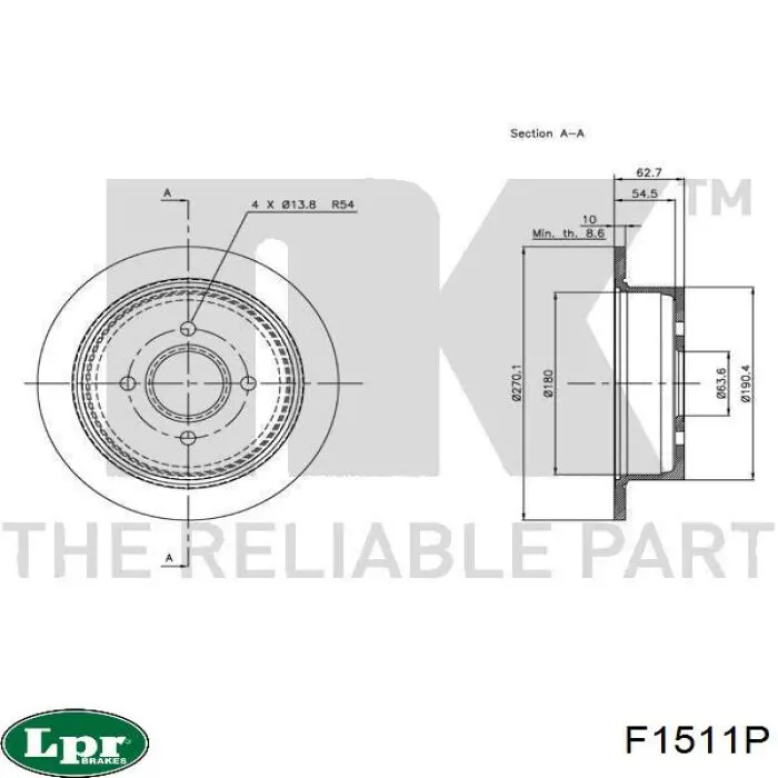 Задний тормозной диск LPR F1511P цена, от 19.42 USD