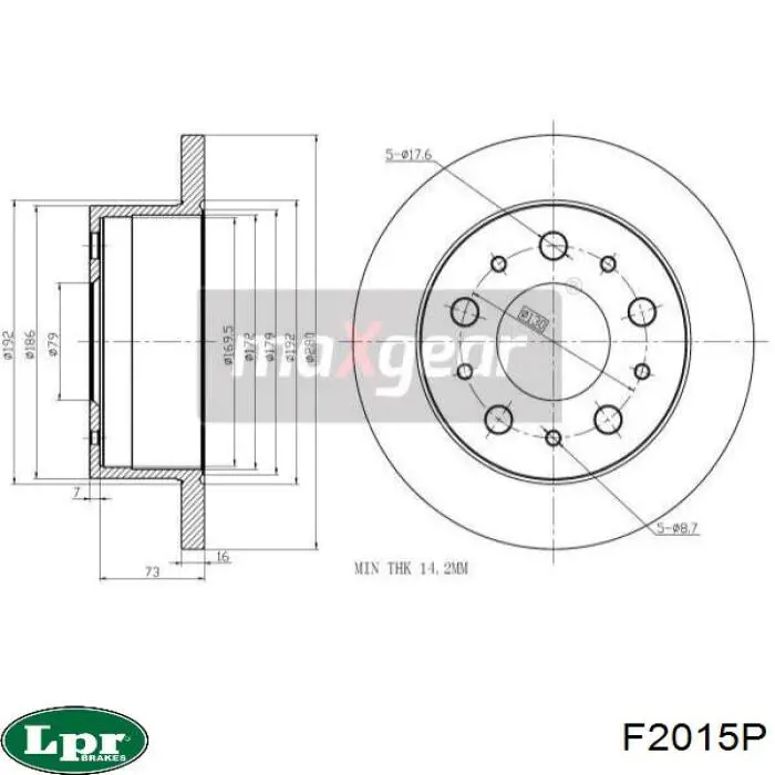 Задний тормозной диск LPR F2015P цена, от 44.05 USD