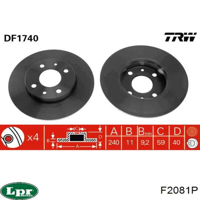 Диск гальмівний задній F2081P LPR
