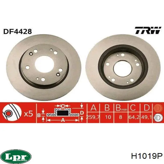 Тормозные диски H1019P LPR