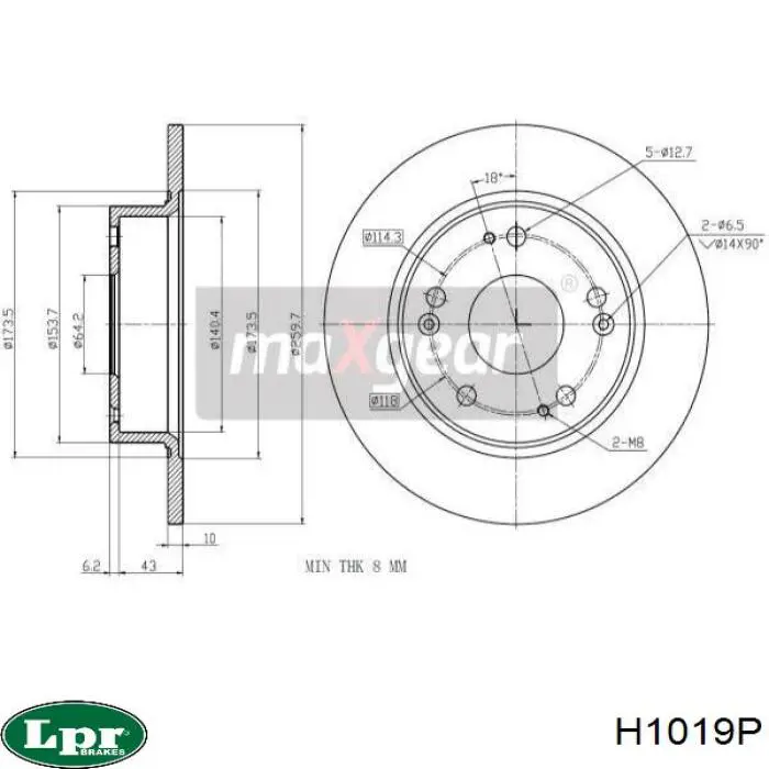 Купить H1019P LPR Диск тормозной задний
