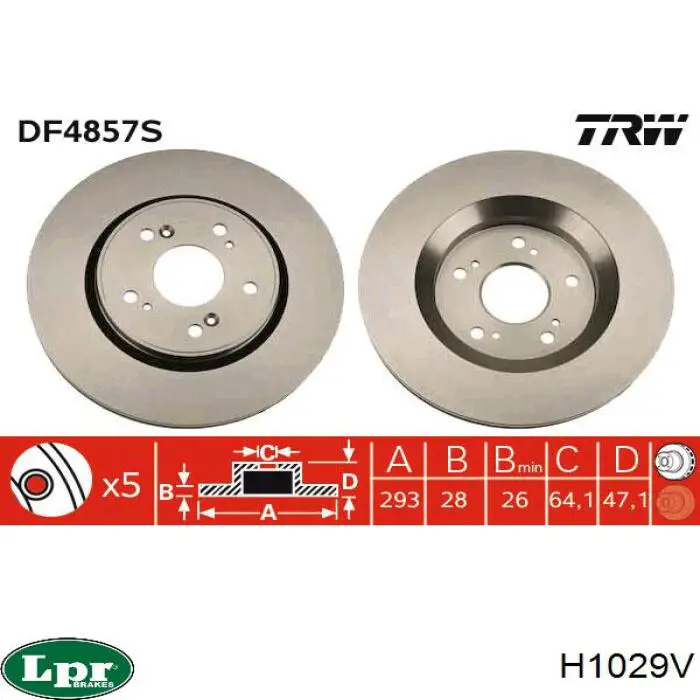 Диск гальмівний передній H1029V LPR