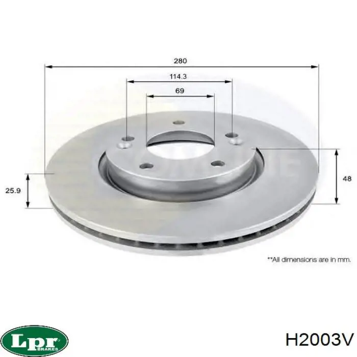 H2003V LPR Диск тормозной передний