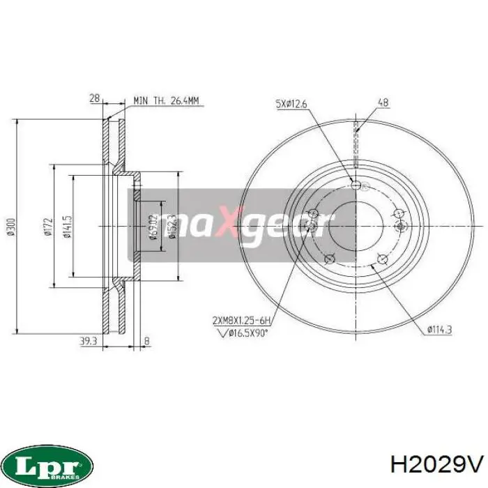 Передний тормозной диск LPR H2029V