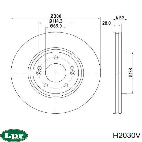 Передний тормозной диск LPR H2030V