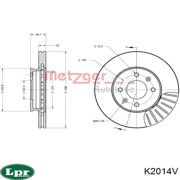 Тормоз дисковый передний LPR K2014V цена, от 29.40 USD