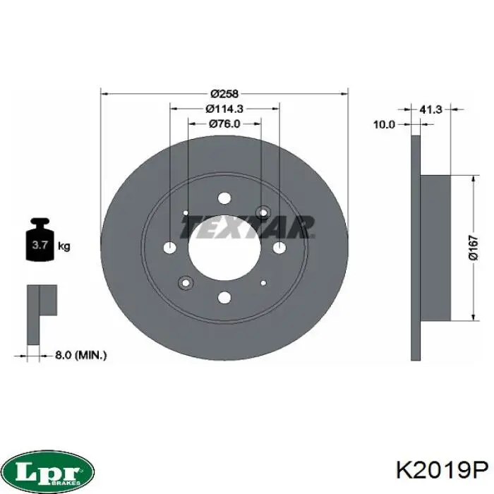 Задний тормозной диск LPR K2019P цена, от 18.83 USD