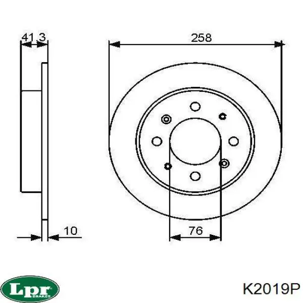 Купить K2019P LPR Диск тормозной задний