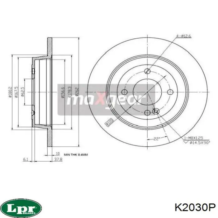 Задний тормозной диск LPR K2030P цена, от 30.56 USD