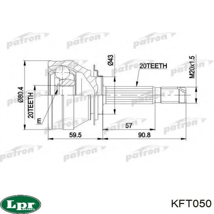 Junta homocinética exterior delantera KFT050 LPR