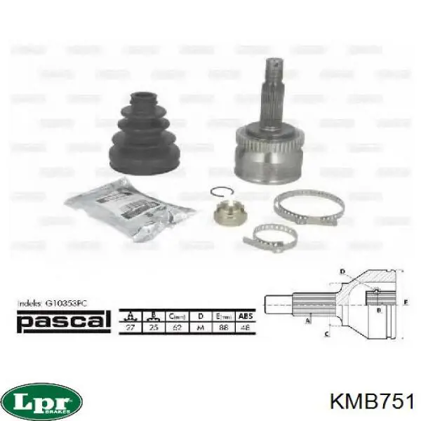 ШРУС наружный передний KMB751 LPR