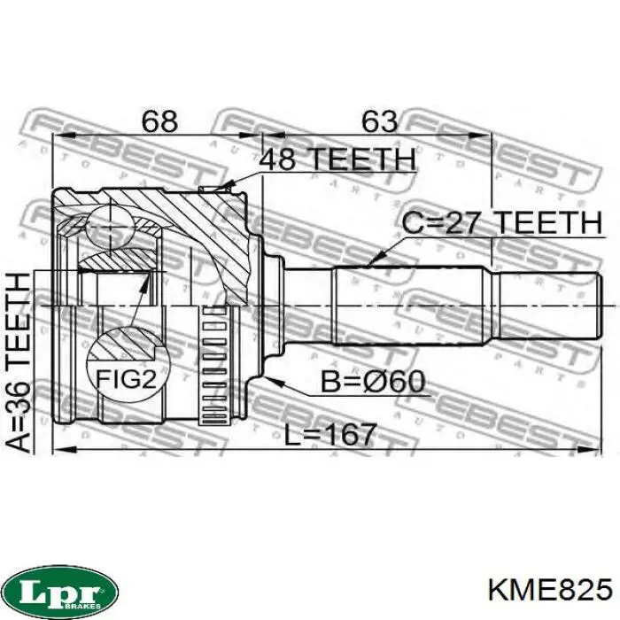 ШРУС внутренний KME825 LPR