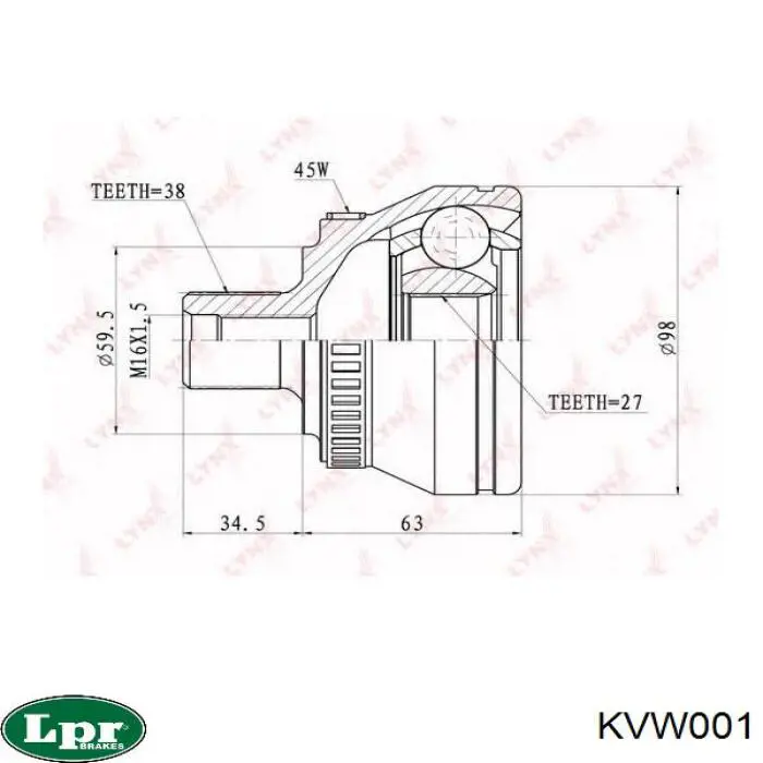 ШРУС наружный LPR KVW001