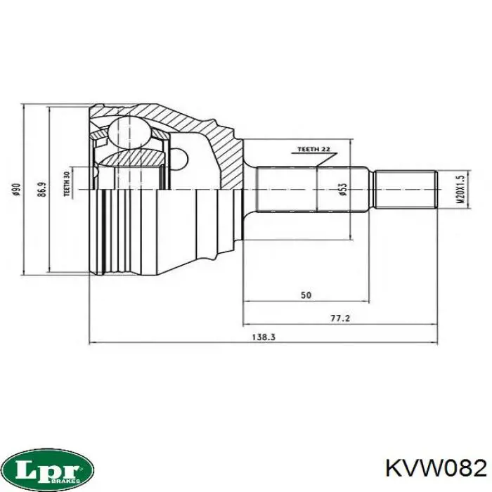 ШРУС наружный LPR KVW082