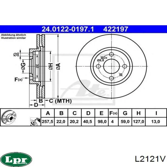 Передние тормозные диски L2121V LPR