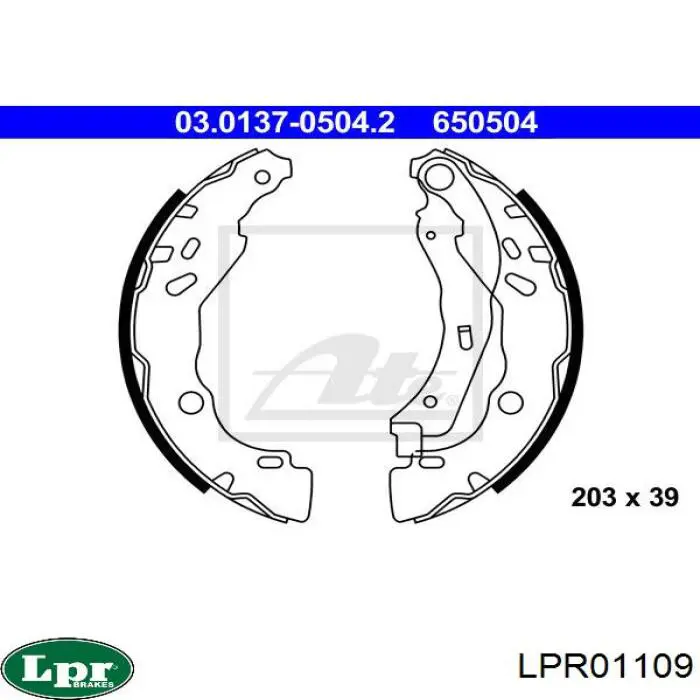 Купить LPR01109 LPR Задние барабанные тормозные колодки