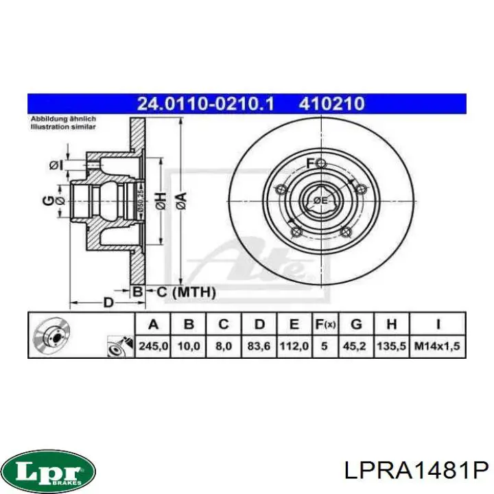 Тормозные диски LPRA1481P LPR