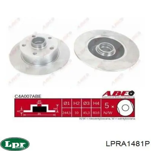 LPRA1481P LPR Дисковый тормоз