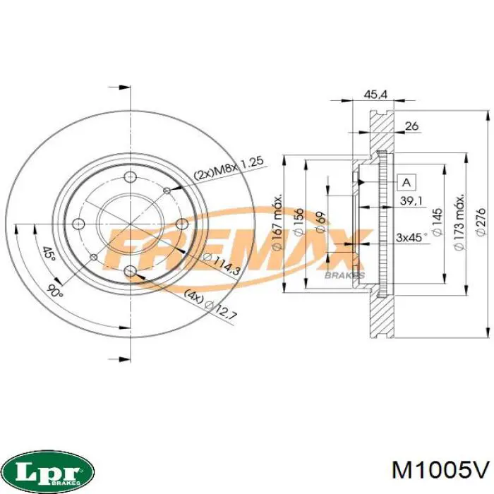 M1005V LPR Диск тормозной передний