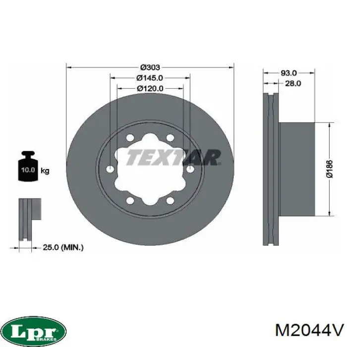 Купить M2044V LPR Диск тормозной задний