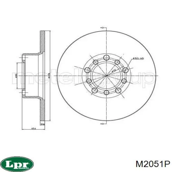Тормоз дисковый передний LPR M2051P цена, от 25.50 USD