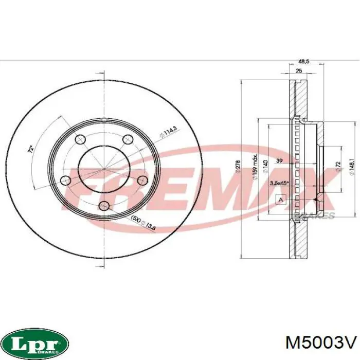 Тормоз дисковый передний LPR M5003V цена, от 38.84 USD