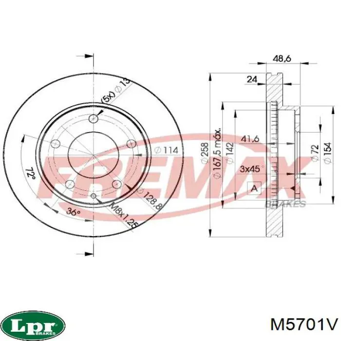 Передние тормозные диски M5701V LPR