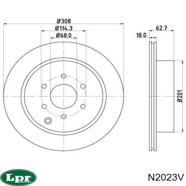 Задний тормозной диск LPR N2023V цена, от 39.19 USD